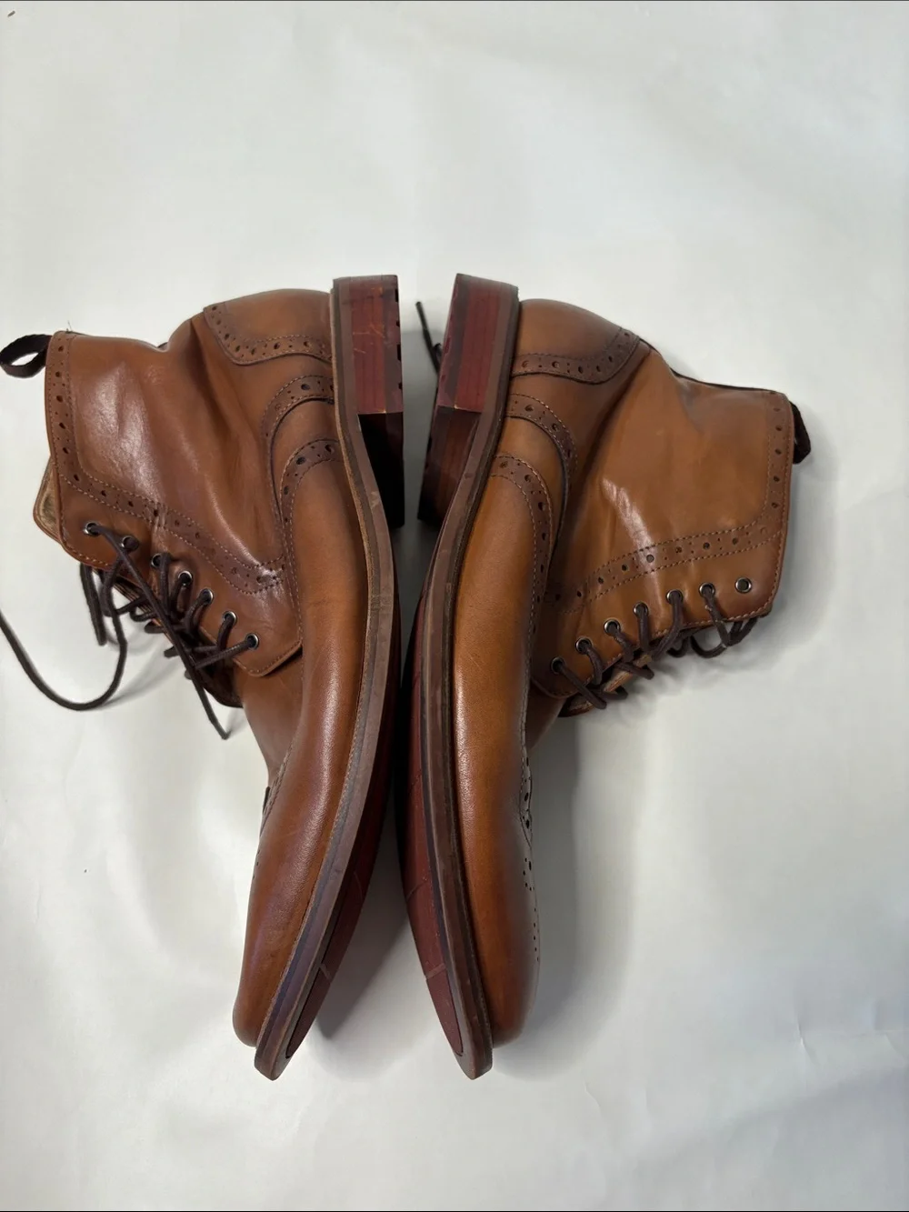 Aston Grey Erane Men's Brown Leather Lace up Brogue Chukka Wingtip Ankle Boots